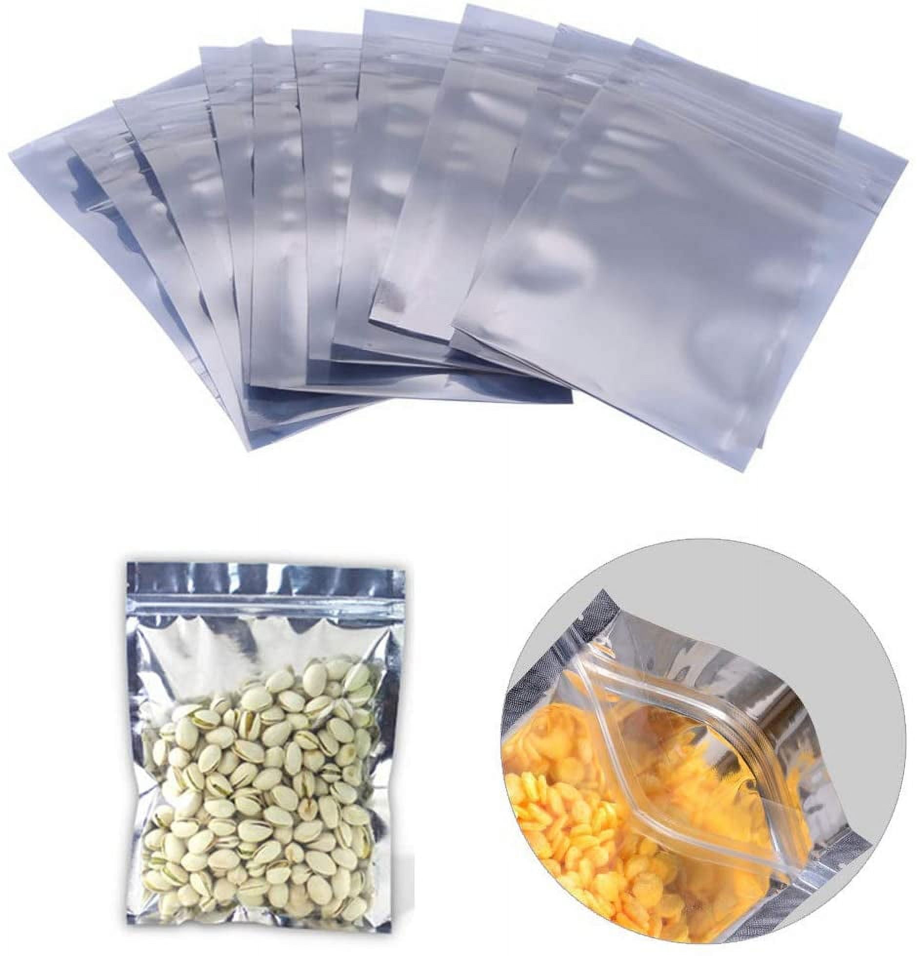 100 Pack Resealable Clear Ziplock Mylar Bags Smell Proof Pouch