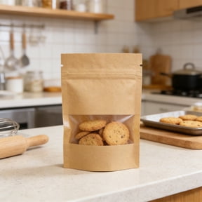 100 Pack Resealable Kraft Paper Zipper Bags With Window, 2.7x3.5 Inch Small Food Storage Bags for Coffee Samples Snacks and Jewelry, Yellow Mini Envelopes