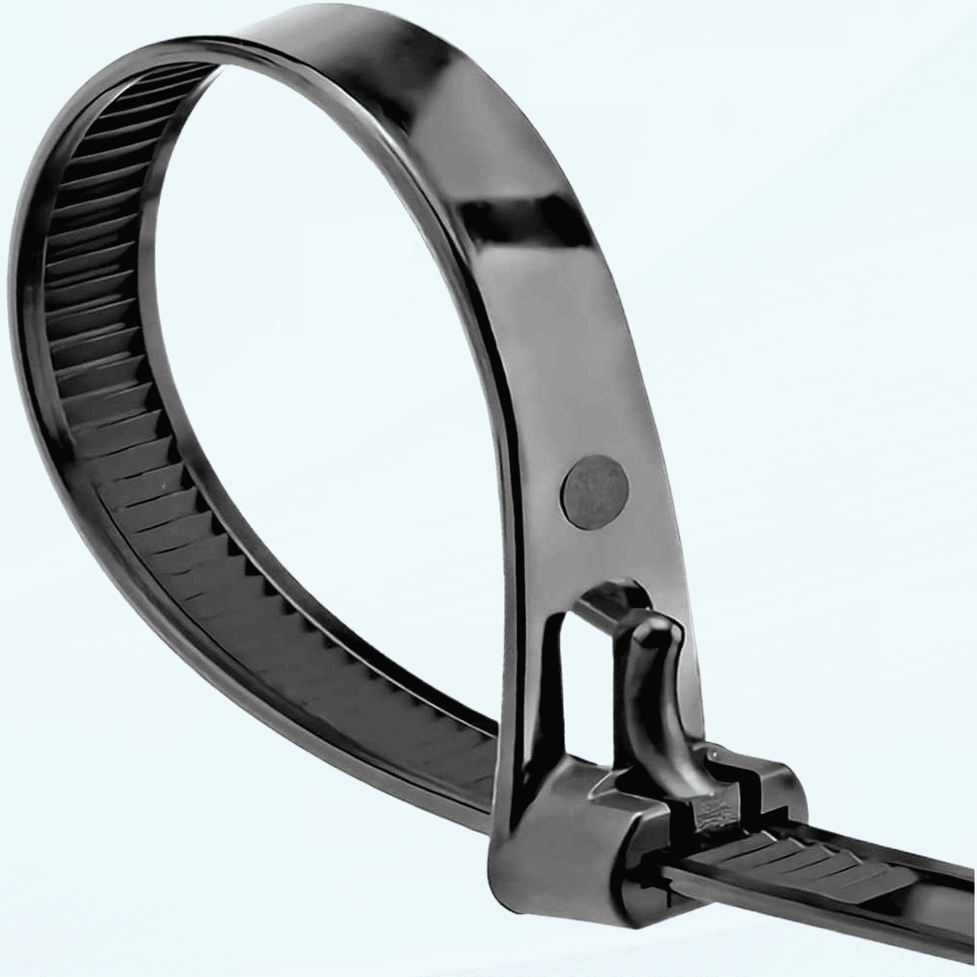 Zip Ties Releasable 200mm x 7.6mm Black, 8 Heavy Duty Reusable Plastic Cable Ties, 200 mm