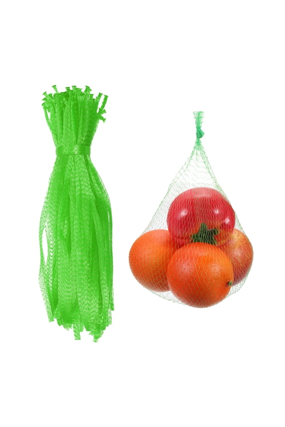 100 Pack Reusable Mesh Produce Bags, 35cm/14 Inch Washable Net Storage Bags Reusable Storage Bags for Fresh Fruit Vegetables Seafood, Green