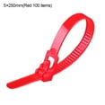 thumbnail image 1 of 100-Pack Reusable Nylon Cable Ties with Adjustable Locking Buckle for Organizing Wires and Home Use, 1 of 6