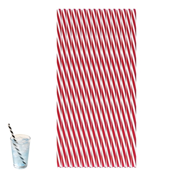 100 Pack Reusable Striped Hard Plastic Straight Straws, 23cm Rainbow Spiral Drinking Straws for Cold Beverage Party