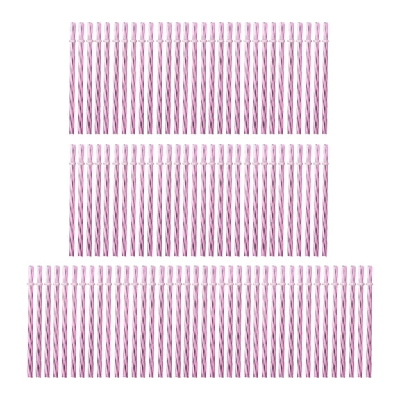 100-Pack Reusable Translucent Two-Tone Threaded Striped Drinking Straws, Clear Spiral Pattern Beverage Accessories for Juice and Soda Drinks Drinking Straws #A1 Pink_013