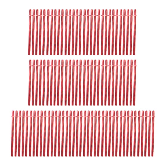 100-Pack Reusable Translucent Two-Tone Threaded Striped Drinking Straws, Clear Spiral Pattern Beverage Accessories for Juice and Soda Drinks Drinking Straws #A2 Red_014