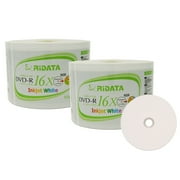 100 Pack Ridata DVD-R 16X 4.7GB 120 Min White Inkjet Hub Printable Blank Data Video Media Recordable Disc