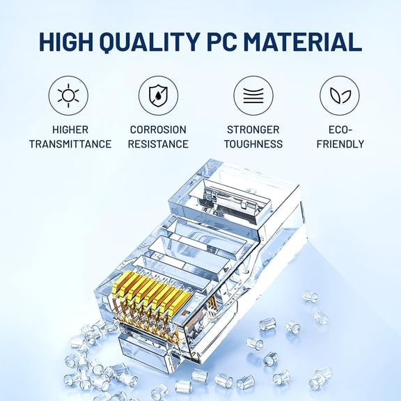 100 Pack Rj45 Connectors, Ethernet Coupler Easy and Fast Termination, Cat6 Ethernet Cables with Good Material, Professional Cat 6 Cat 5/Cat5e Connector, Non-Pass-Through Design Rj45 Ends, Clear