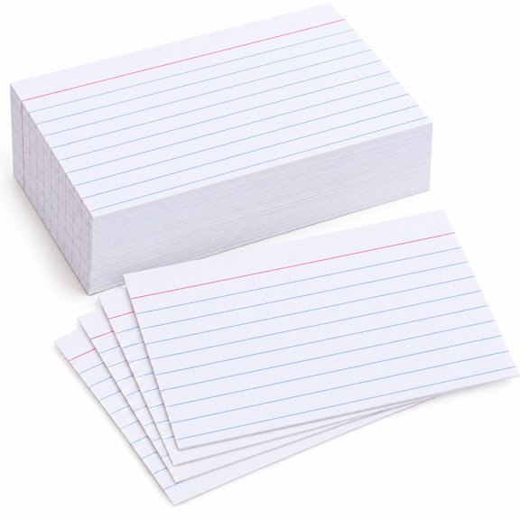 100 Pack Ruled Index Cards, 3 x 5 Inch, Lined Flash Cards and Note Cards, Durable Cardstock for Studying, Note Taking, Lists, School, Home and Office