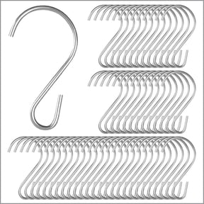 Clip Strip 100 Pack - S Hooks for Hanging Displays in Retail, S Shaped, Open Ended Version, and can Assist at Home Hanging Jewelry, Kitchenware, Keys, SH-50 Corp