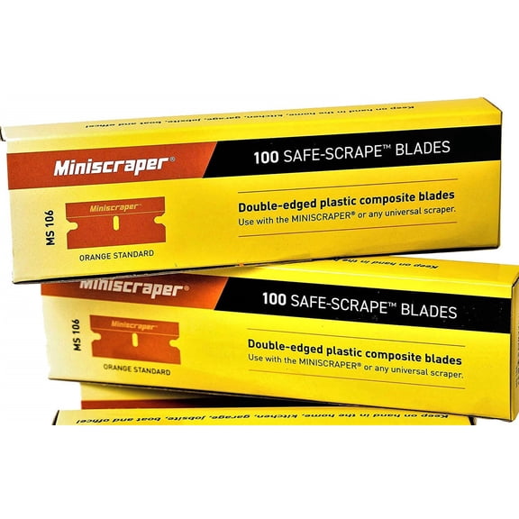 Miniscraper® Multipurpose Delrin Scraper Value Pack — 100 Double‑Edged Plastic Razor Blades