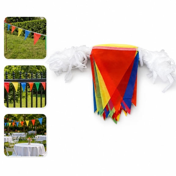 100 Pack Safety String Flags, Nylon Webbing Perimeter Marker, Decorative Warning Flags for Garden Party