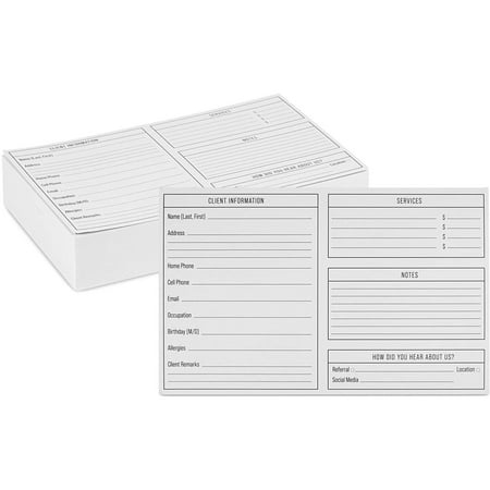 100 Pack Salon Client Cards for Salon Business and Hair Stylist, 5 x 8 in.