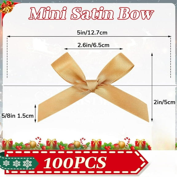 100-Pack  Satin Twist Tie Bows (2.5x3 Inch) - Elegant Mini Bowties for Gift Wrapping, Hair Decor, Crafts, Party Favors - Durable & Versatile Decorative Ribbon, Bows for Decoration