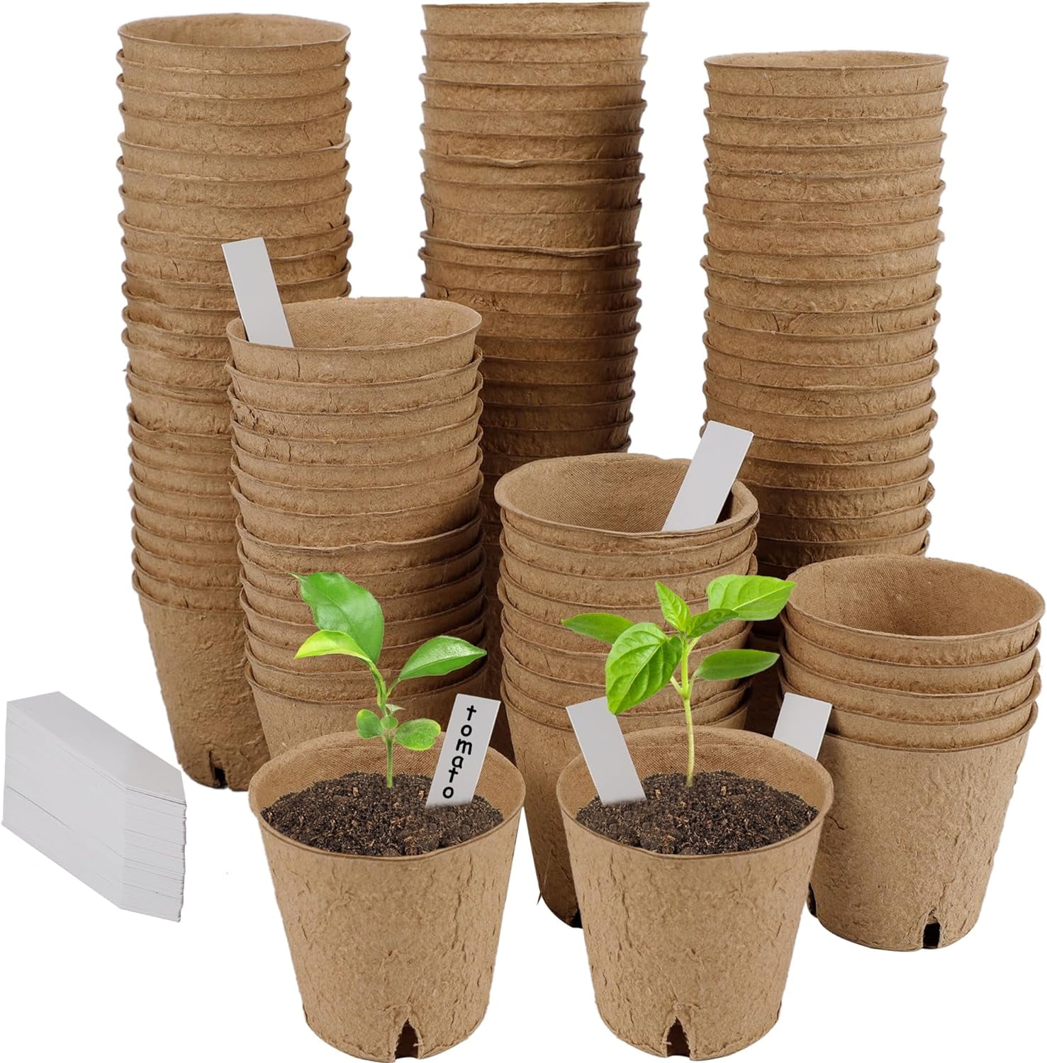 Seedling Packing 100 Pack Seed Starter Tray Kit, Biodegradable Peat Pots for Seedling ...