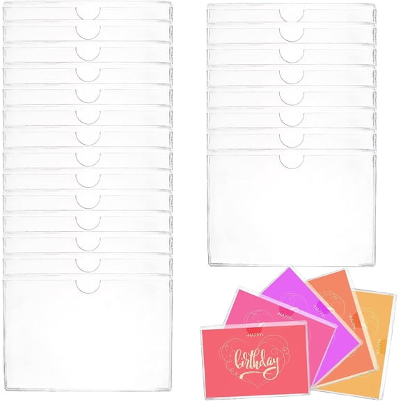 100 Pack Self-Adhesive Index Card Pockets with Top Open for Loading, 5.4 x 3.7 in Clear Adhesive Plastic Sleeves, Organize and Protect Index Cards, Business Cards, Photo, Label and Planner
