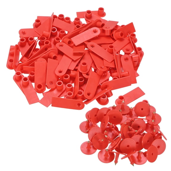 100-Pack Sheep Ear Tags, TPU Blank Livestock Ear Tags for Cows/Sheep/Cattle/Pig [Red]