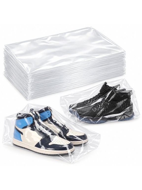 100 Pack Shoe Shrink Wrap Bags - 11x18 Inches for Sneakers and Boots