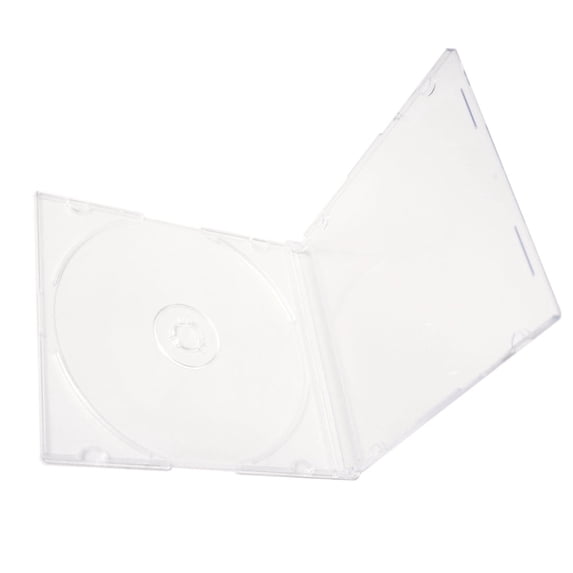 100 Pack Slim 5.2mm Jewel Case Thin Clear Single CD DVD Disc Storage w/Built-in Clear Tray