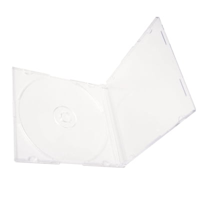 100 Pack Slim 5.2mm Jewel Case Thin Clear Single CD DVD Disc Storage w/Built-in Clear Tray