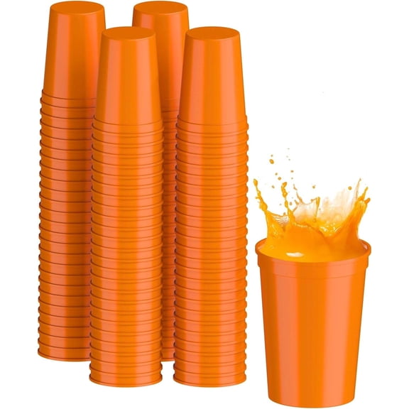 100 Pack Small 1012 oz Reusable Plastic Cups  BPA Free, Dishwasher Safe, Stackable Stadium Cups for Parties, Weddings, BBQs
