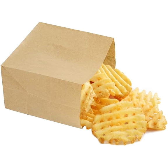 100 Pack Small Brown Paper Snack Bags, Greaseproof Kraft Paper Bags, Recyclable & Biodegradable, Ideal for Popcorn, Cookies, Fries, Crafts, Gift Wrapping, Bulk Paper Wrappers