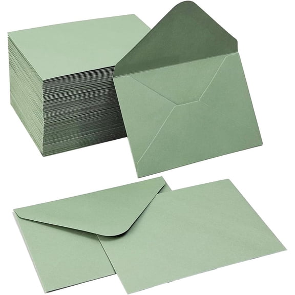100 Pack Small Card Envelopes 4 x 2.75" Mini Sage Green Envelope