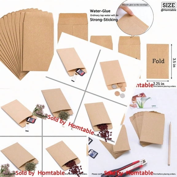 100 Pack Small Coin Envelopes Self-Adhesive Kraft Paper Seed Envelopes Mini Parts Small Items Stamps Storage Packets Envelopes for Garden Office or Wedding Gift 2.253.5 (100)