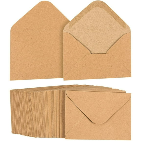 Juvale Thank You Cards with Envelopes - 100 Pack, 3.625 x 5.125 In, A1, Brown V-Flap - Letter & Business Envelopes for Invitations & Greeting Cards