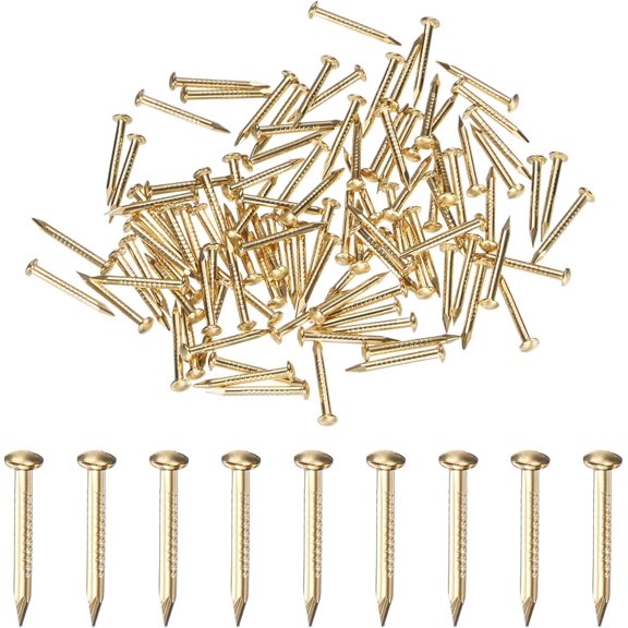 100-Pack Small Tiny Nails, 1.2mm x 12mm Brass Precision MIni Nails Hardware Round Head for Wooden/DIY Crafts Decorative/Household Accessories/Picture Hanging