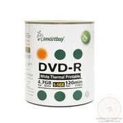 100 pack smartbuy 16x dvd-r 4.7gb 120min white thermal hub printable data blank media recordable disc