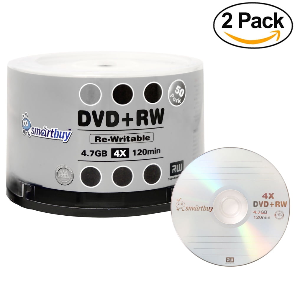 Smartbuy 100 Pack Blank Recordable DVD+RW 4x 4.7GB for Home