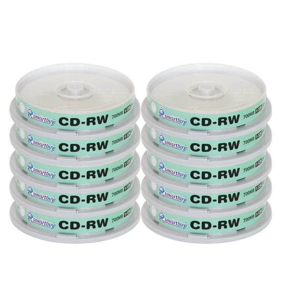 100 Pack Smartbuy CD-RW 1-12X 700MB/80Min High Speed Logo Rewritable Blank Data Media Disc