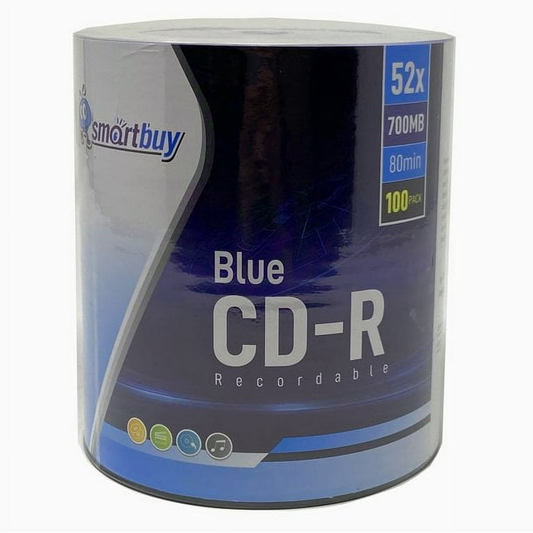 100 Pack Smartbuy Super Blue CD-R 52X 700MB/80Min Cyanine Dye Logo