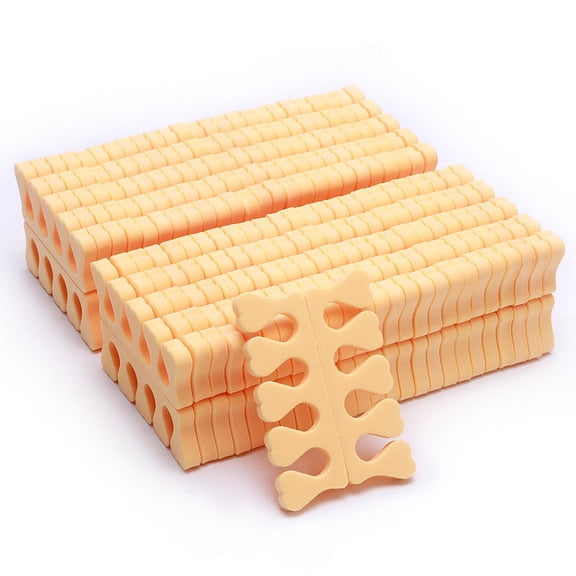 100-Pack Soft Sponge Toe Separators & Finger Dividers for Manicure and Pedicure, Nail Art Spacer Tool - Orange