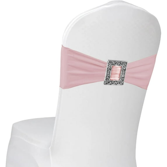 100 Pack Spandex Stretch Chair Sashes Bows Elastic Chair Cover Bands Ties with Buckle Slider for Wedding Party Banquet Restaurant Baby Shower Christmas Decorations (Dusty Pink)