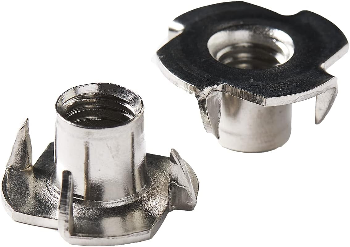 100 Pack Stainless Steel Four Pronged TNut Durable Steel Hardware