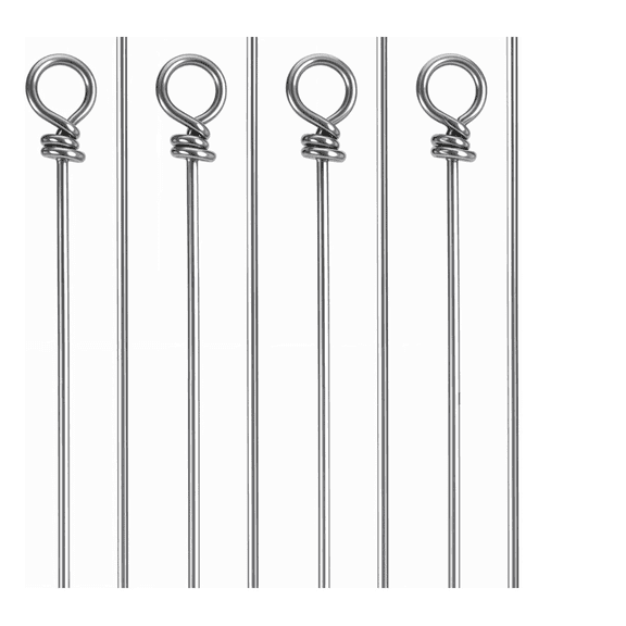 100Pack Stainless Steel Looped Fishing Spinner Shaft Wire, 0.7160mm Lure Making Shafts for DIY Fishing Rigs & Spinner Baits