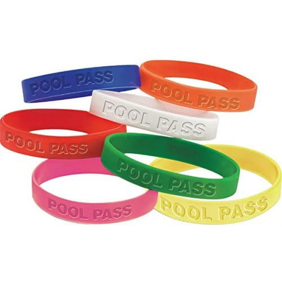 "100 Pack - Stock Pool Pass Bracelet, Red, Adult"