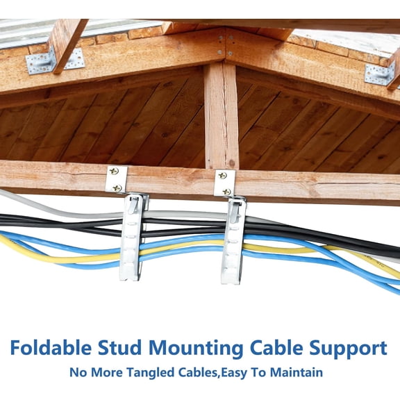 100 Pack Stud Wall Mounting Cable Support Clamps - Galvanized Steel Electrical Bracket Fasteners with Locking Tab, Wire Management for Residential Wiring Projects