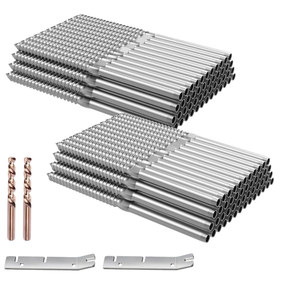 100 Pack T316 Stainless Steel Black Right&Left Handed Thread Swage Lag Screws for Wood Posts, 1/8" Cable Railing Kit, Wire Railing Kit for Decks with Wrench, Deck Stair Cable Railing Hardware
