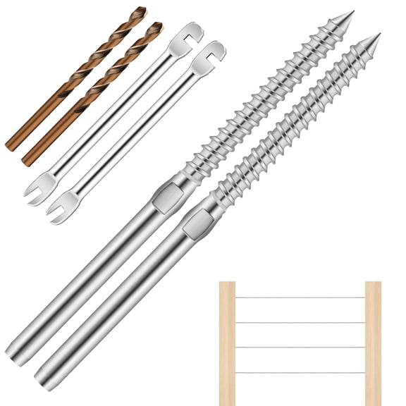100 Pack T316 Stainless Steel Right&Left Handed Thread Swage Lag Screws for Wood Posts of 1/8" Deck Cable Railing Kit, Wire Railing Kit for Decks with Wrench, DIY Wood Baluster