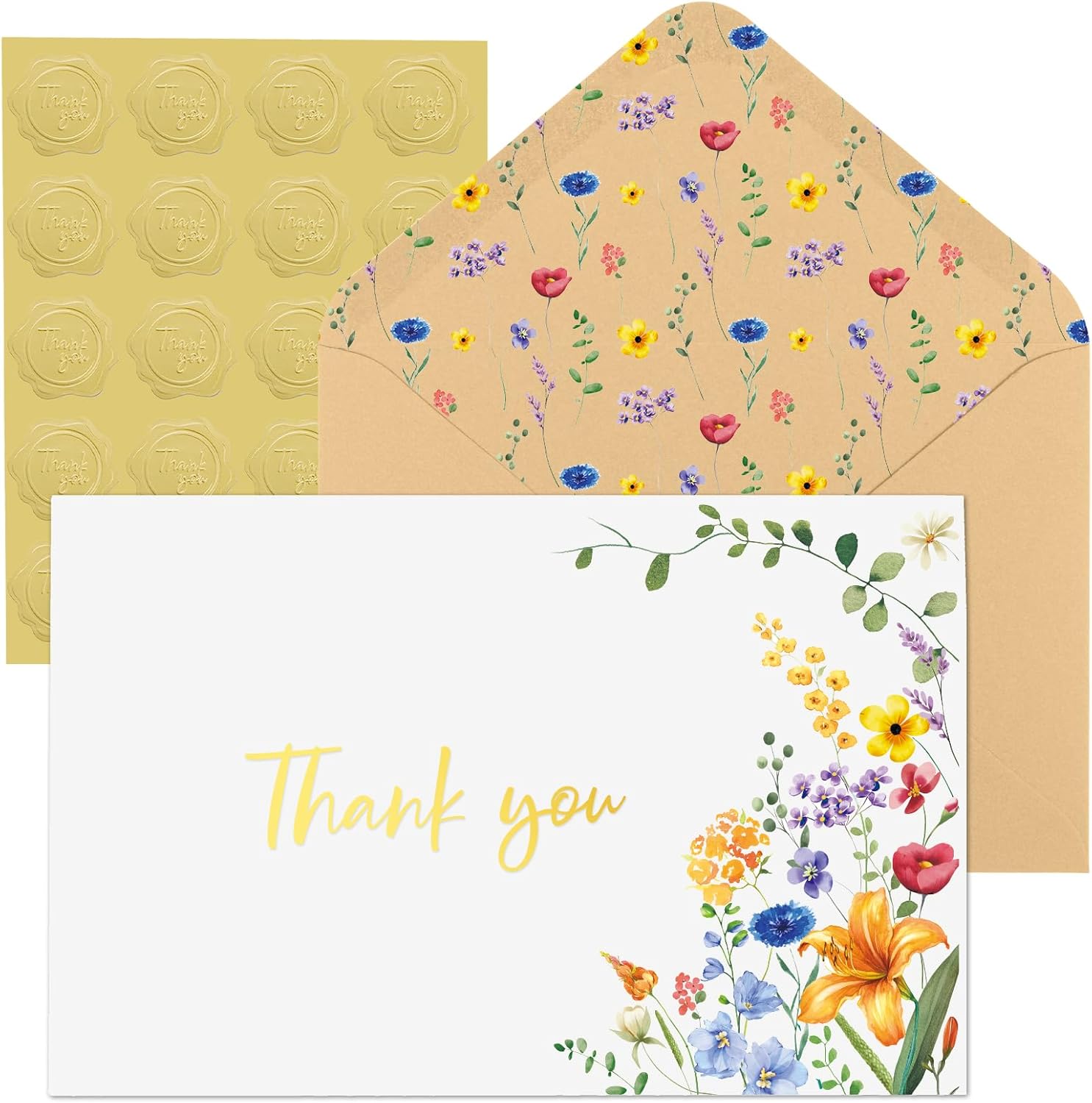100 Pack Thank You Cards with Envelopes, 4x6 Inch Thank You Cards Bulk ...