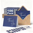 thumbnail image 1 of 100 Pack Thank You Cards With Envelopes Bulk Set & Stickers - 4x6 Inch Blank Notes Box Large Note Card Small Business  Wedding Shower Bridal Navy Blue, 1 of 7