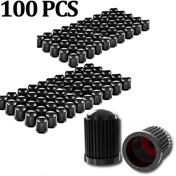100 Pack Tire Valve Caps, Plastic Valve Stem Caps with O Rubber Seal, Universal Stem Covers for Cars, SUVs, Bike and Bicycle, Trucks, Motorcycles, Airtight Seal Dust Proof, Black 5 Dollar Item