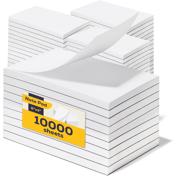 100 Pack (Total 10000 Sheets) Note Pads 4x6, 100 Sheets Per Memo Pad, Server Note Pads, White Waitress Server Note Pads, Writing Scratch Paper, Pads of Paper, To Do List Small Note Pads$$Office