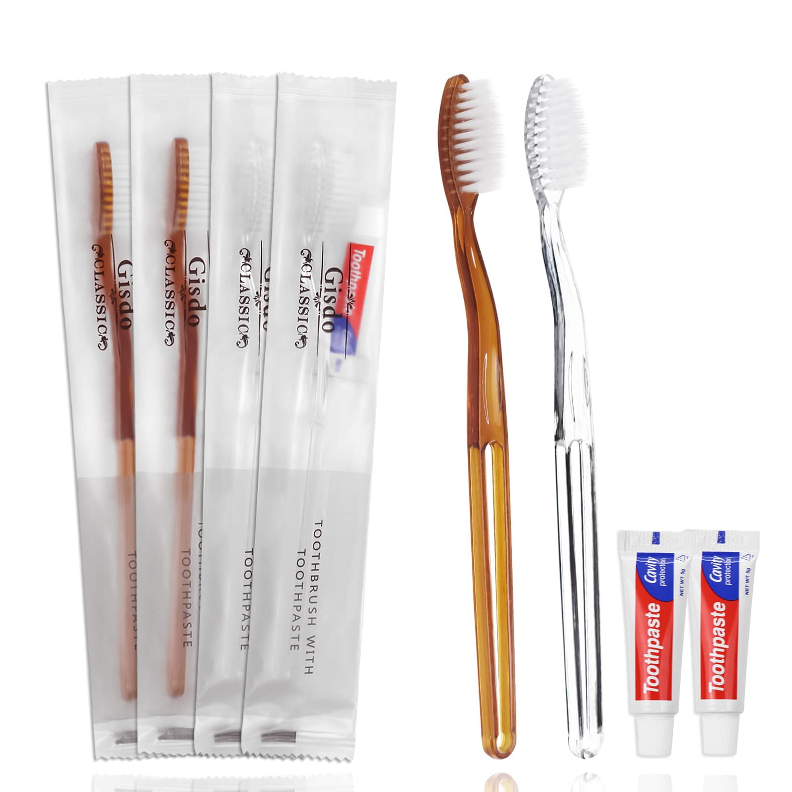 100 Pack Travel Toothbrushes JMS2 with Toothpaste Set, Individually Wrapped Disposable