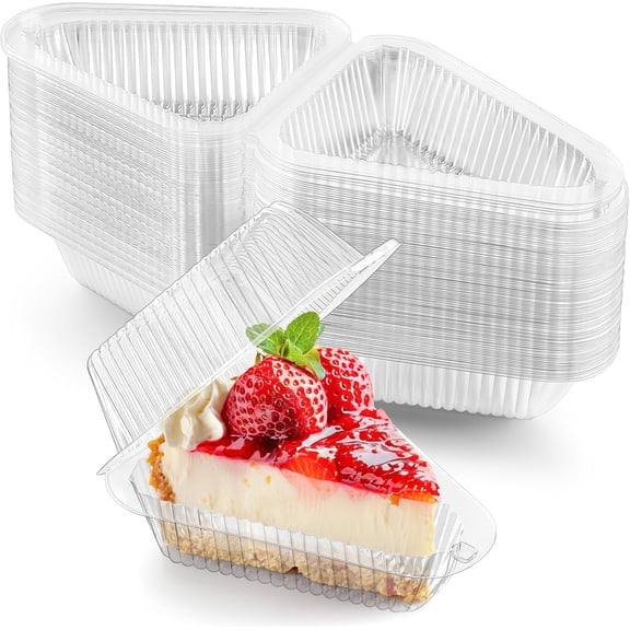 100 Pack Triangle Cake Slice Containers To Go Dessert Boxes | Disposable Pie Slice Container with Lid, Slice Cake Box To Go Containers for Cheesecake, Tiramisu, Flan, Tres Leches Cake