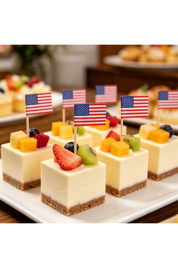 100 Pack USA American Flag US Toothpick Flags, Cocktail Picks Mini Stick Cupcake Toppers Country Picks Party Decoration Celebration Cocktail Food Bar Cake Flags (American)