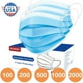 DR. MOXA 100 Pack Blue Disposable Adult Face Masks, 3 Ply Protection