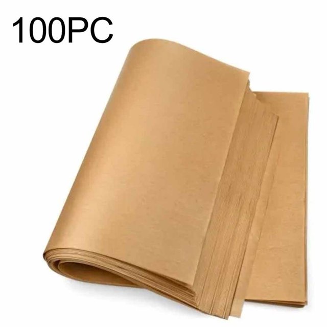100 Pack Unbleached Parchment Paper Sheets Precut Baking Sheets