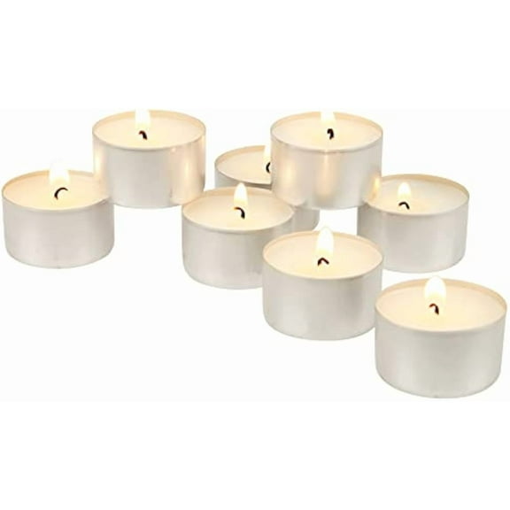 100 Pack Unscented 8 Hour Extended Burn Time Tea Light Candles, White, 100 Count